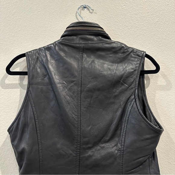 Rem Garson Womens Leather Vest Full Zip Black Biker Moto Jacket sz XS-S - Picture 11 of 12